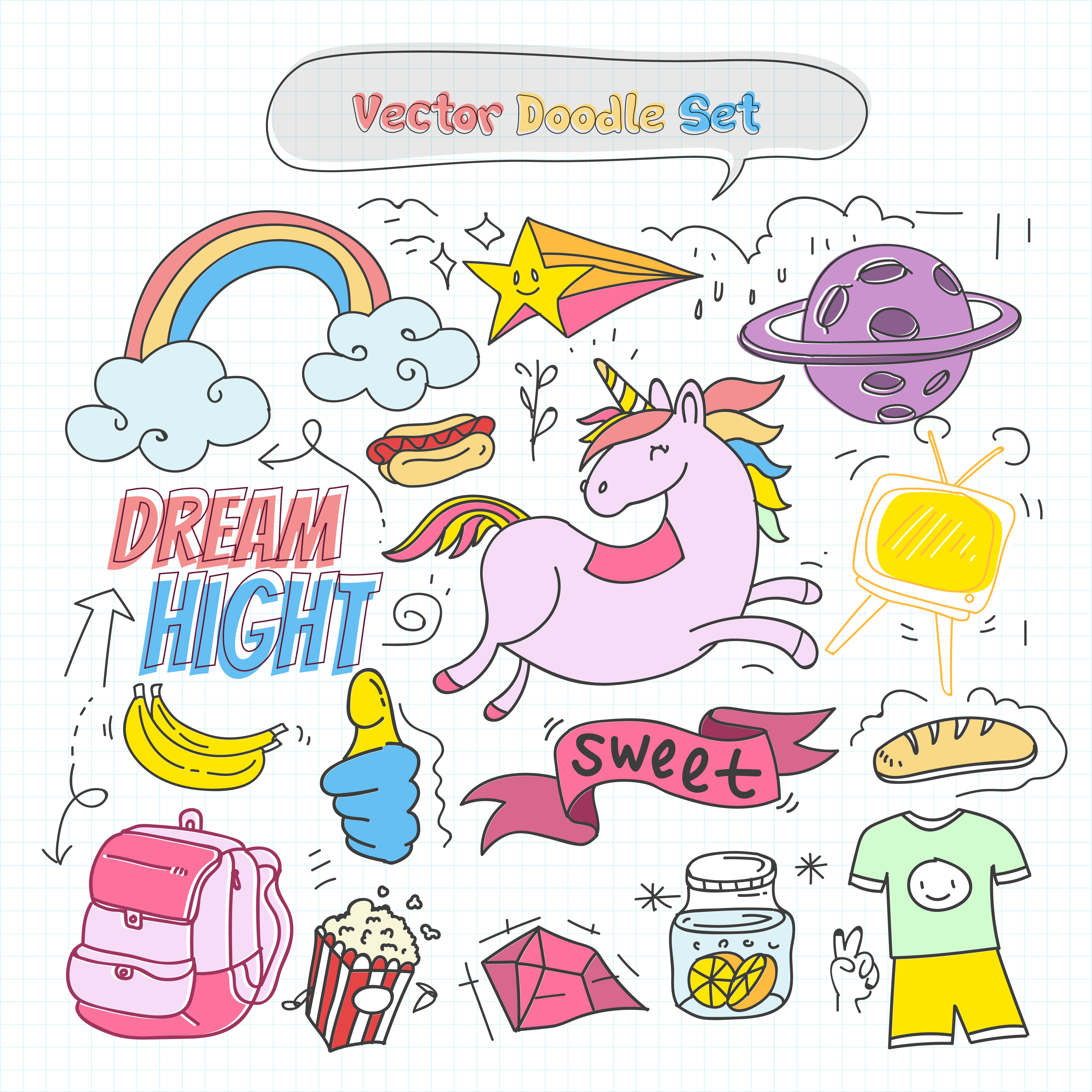 275209 Vector Colorful Doodle Set