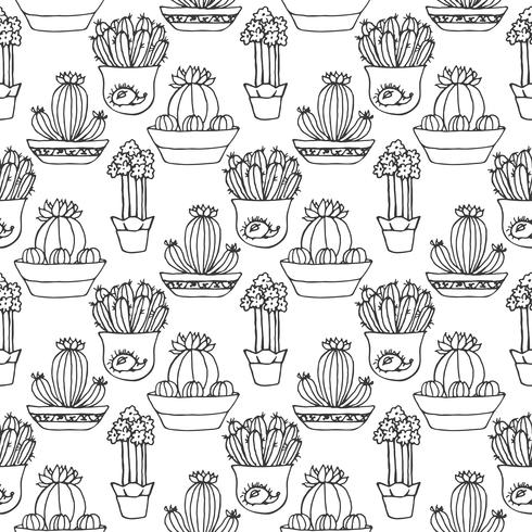 Cactus seamless pattern illustration vector