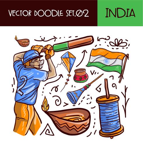 Conjunto de iconos del día de la República de India vector