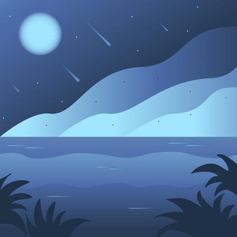 Night time Ocean Background scene vector