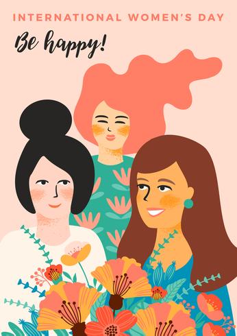 Día Internacional de la Mujer. Plantilla vector