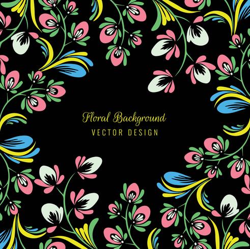 Elegant ornament colorful floral on a black background vector