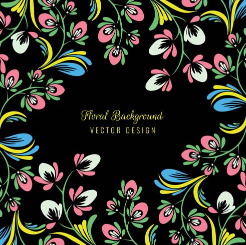 Elegant ornament colorful floral on a black background vector