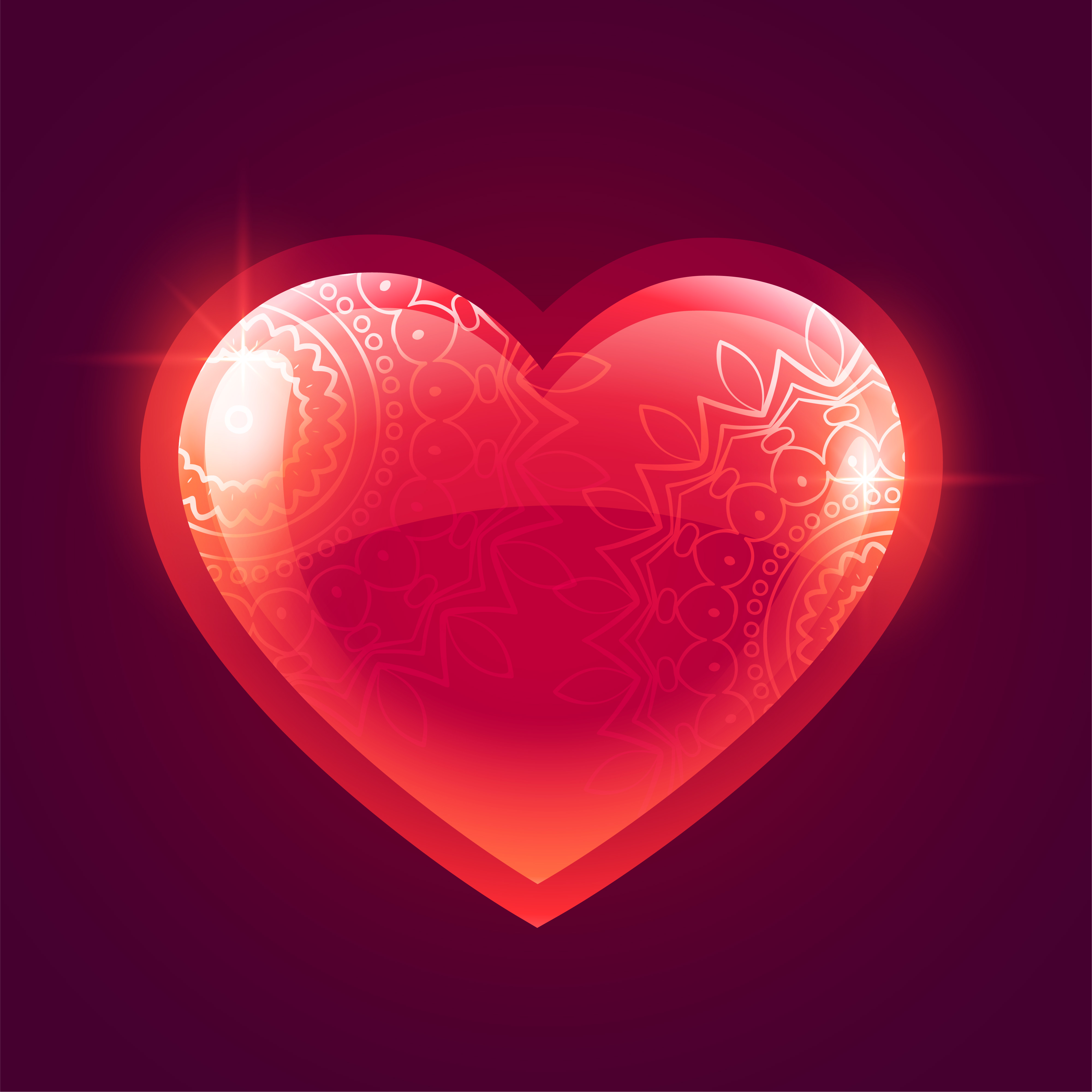 beautiful shiny red glowing heart background Download Free Vector Art