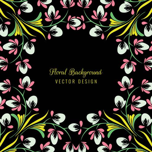 Beautiful ornament colorful floral on a black background vector
