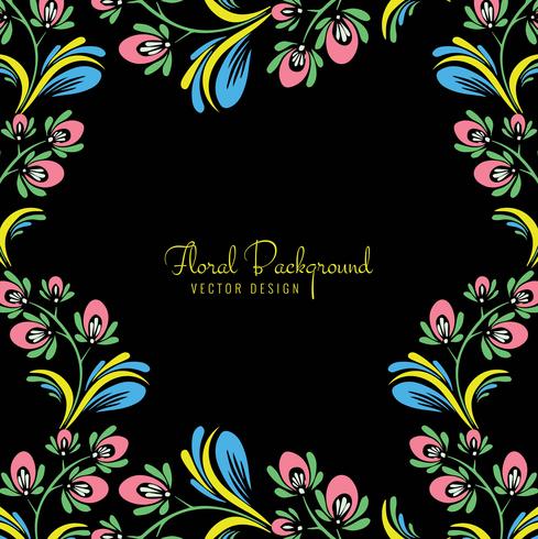 Decorative ornament colorful floral on a black background vector