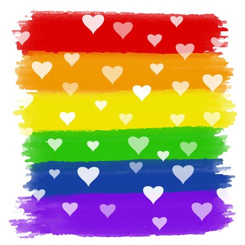 Hearts on rainbow watercolour background  vector