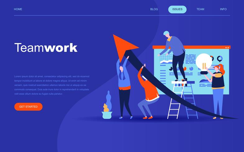 Concepto de diseño plano moderno de Teamwork para sitio web. vector