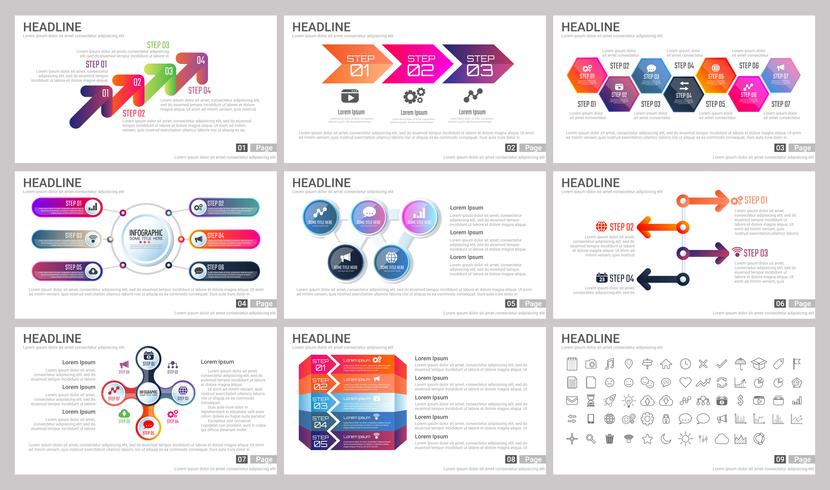 Elementos modernos de infografías para plantillas de presentaciones. vector