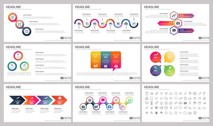 Elementos modernos de infografías para plantillas de presentaciones. vector