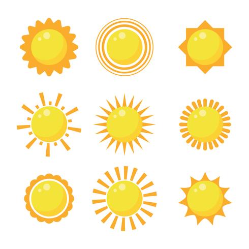 Diseño plano sol conjunto de imágenes prediseñadas vector