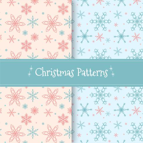 Cute Christmas Patern Collection With Snowflakes  vector