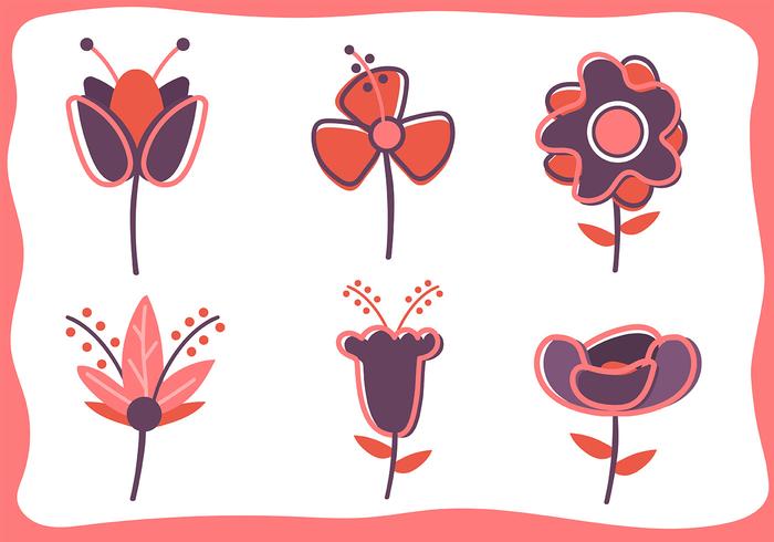 Conjunto de imágenes florales vector