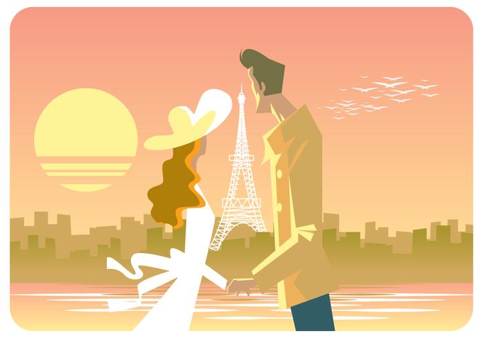 Couple In Paris Vector