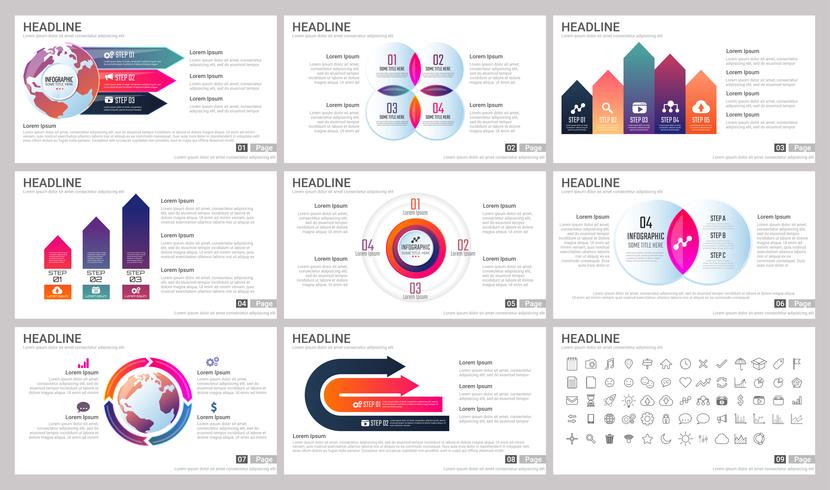 Elementos modernos de infografías para plantillas de presentaciones. vector