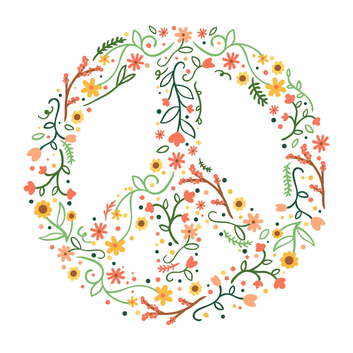 Cute Floral Peace Sign 275747 Vector Art at Vecteezy