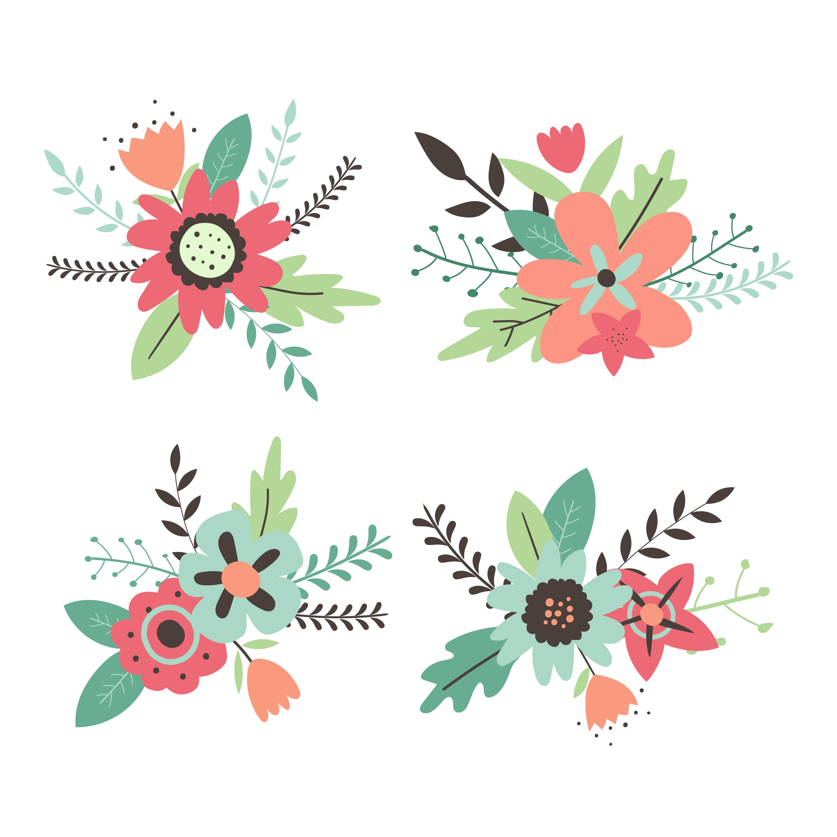 Download Flower Clipart Set Vector Collection - Download Free ...