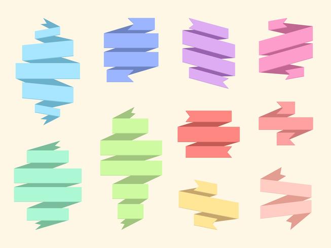 Flat Origami Ribbon Banner Set vector