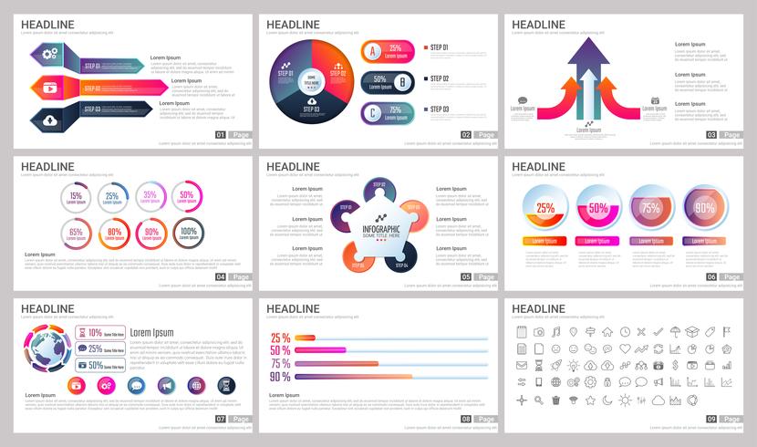 Elementos modernos de infografías para plantillas de presentaciones. vector