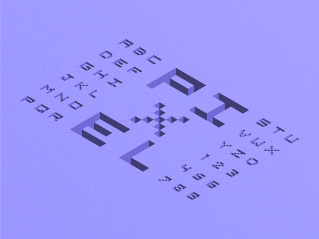 3D Pixel Isometric Alphabet vector