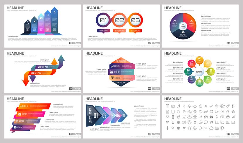 Elementos modernos de infografías para plantillas de presentaciones. vector