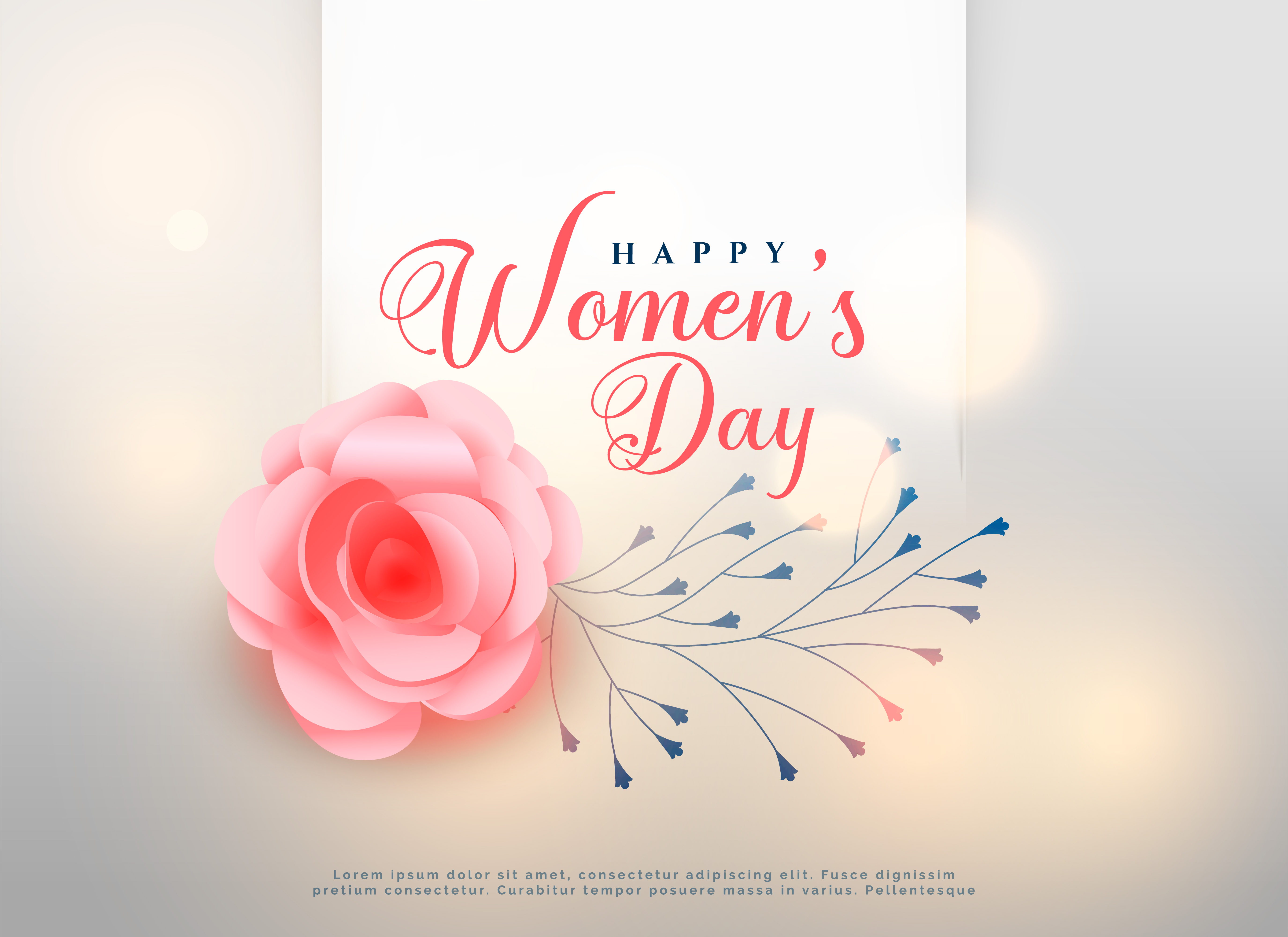 happy women's day rose flower background card Download Free Vector