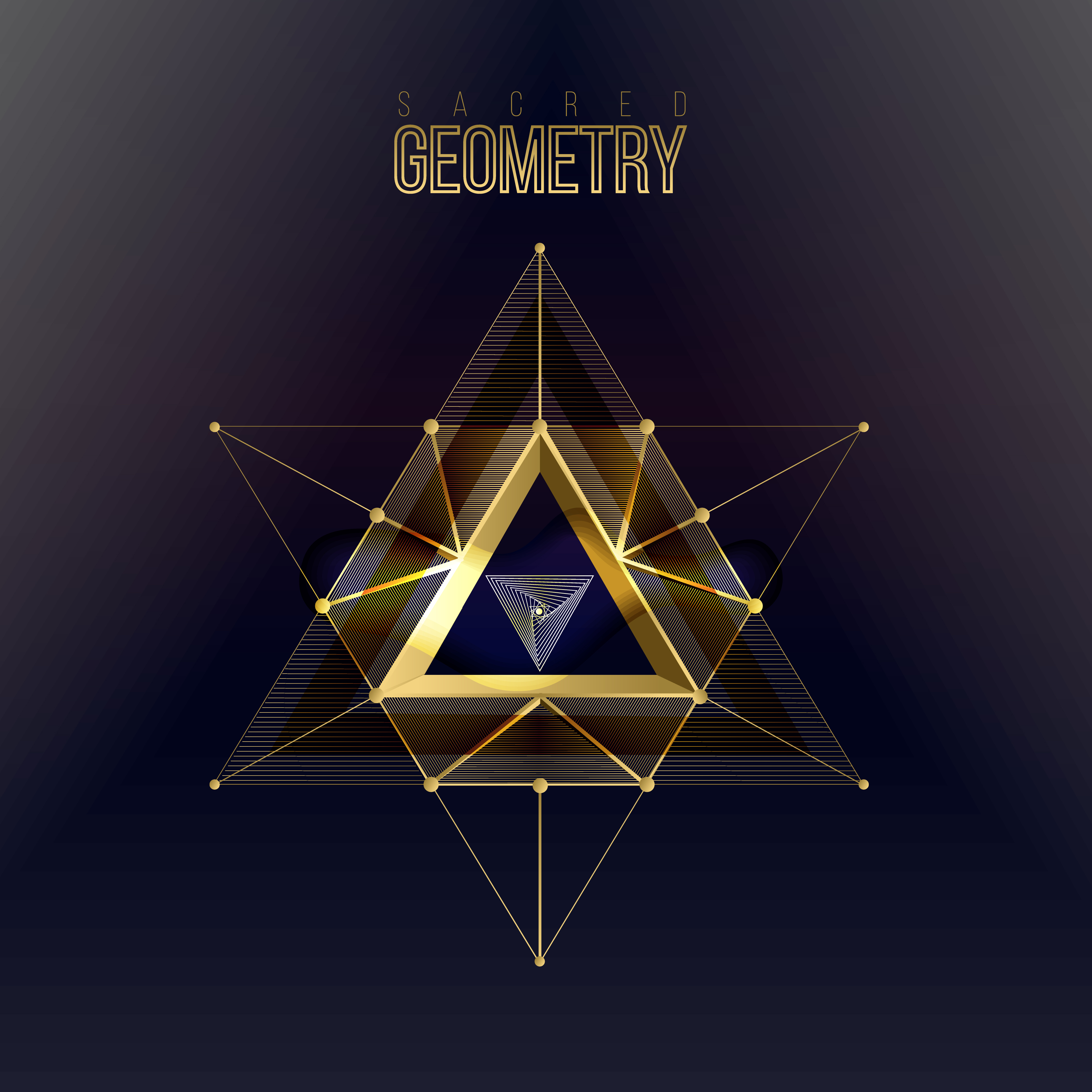 Sacred geometry isolated gold shapes on dark color background 275902