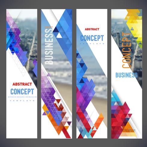 Vector conjunto de banners, diseño con colorido paisaje urbano, espacio para logo y texto.