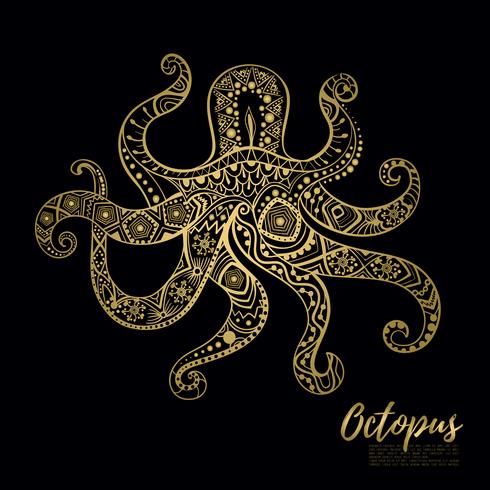 Vector drawing  octopus with ethnic patterns of Aboriginal Australia
