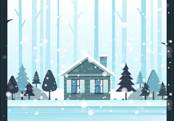 Vector ilustración paisaje de invierno