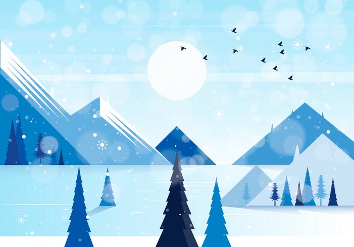 Vector ilustración paisaje de invierno