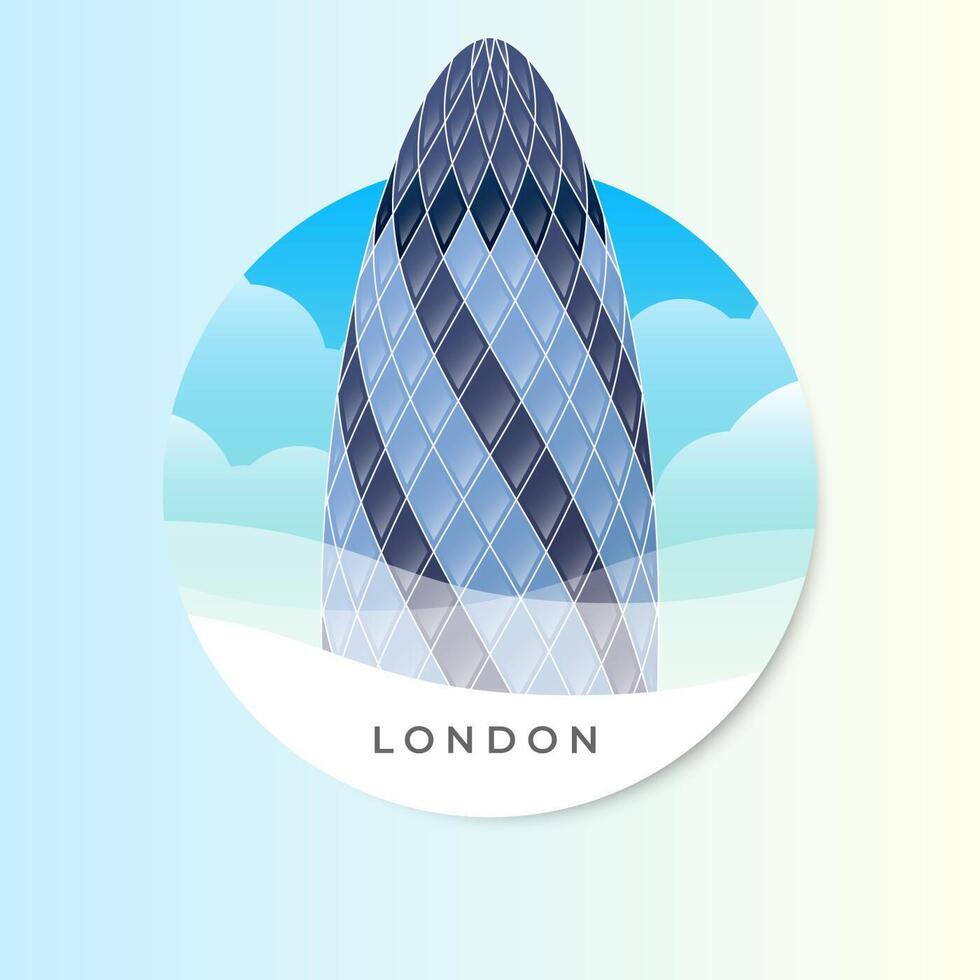 The Gherkin Building In London Vector Illustration