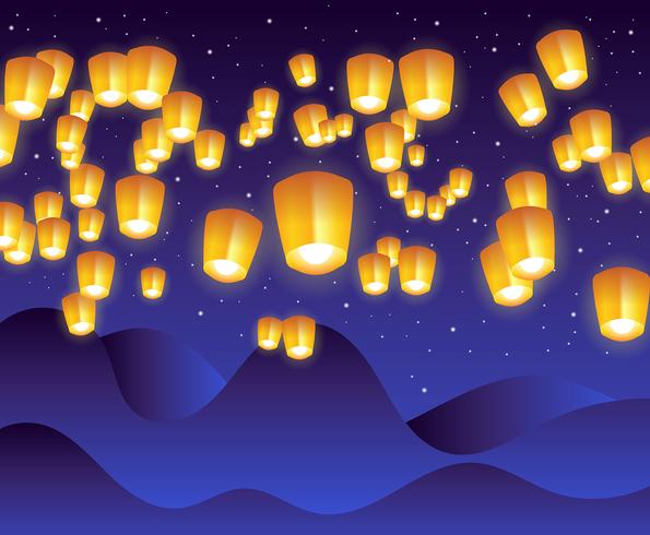 Taiwan Sky Lantern Illustration vector