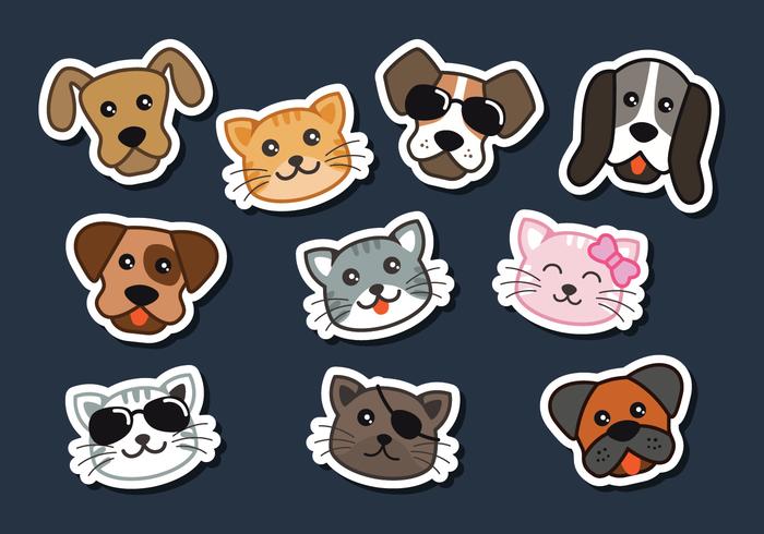 Cat And Dog Stickers vector