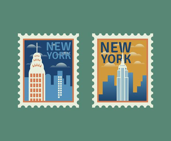 Sellos postales de Nueva York vector