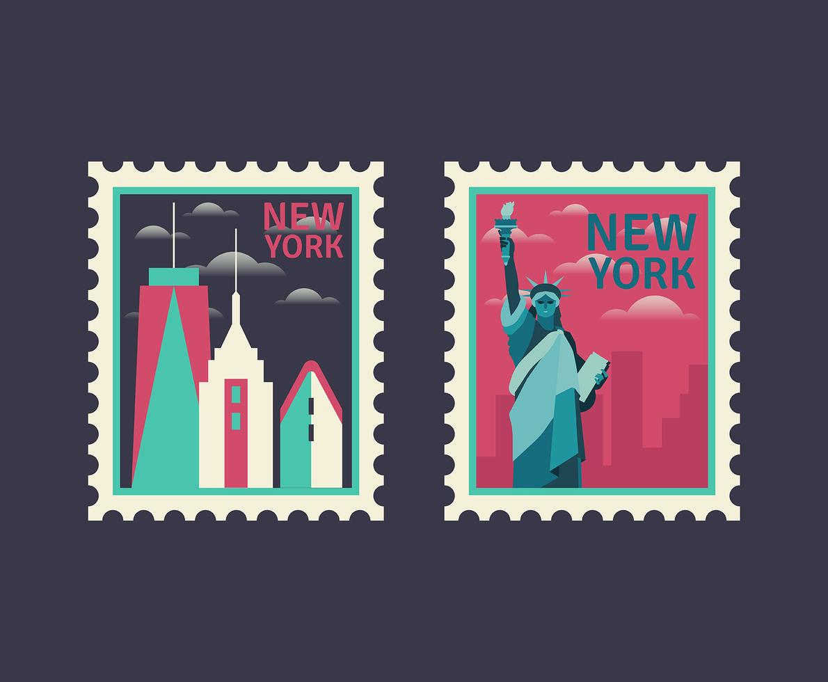 New York Postage Stamps 276045 Vector Art at Vecteezy