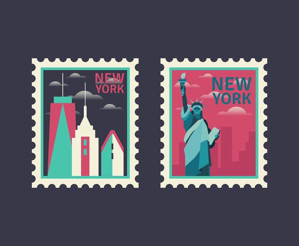 Sellos postales de Nueva York vector