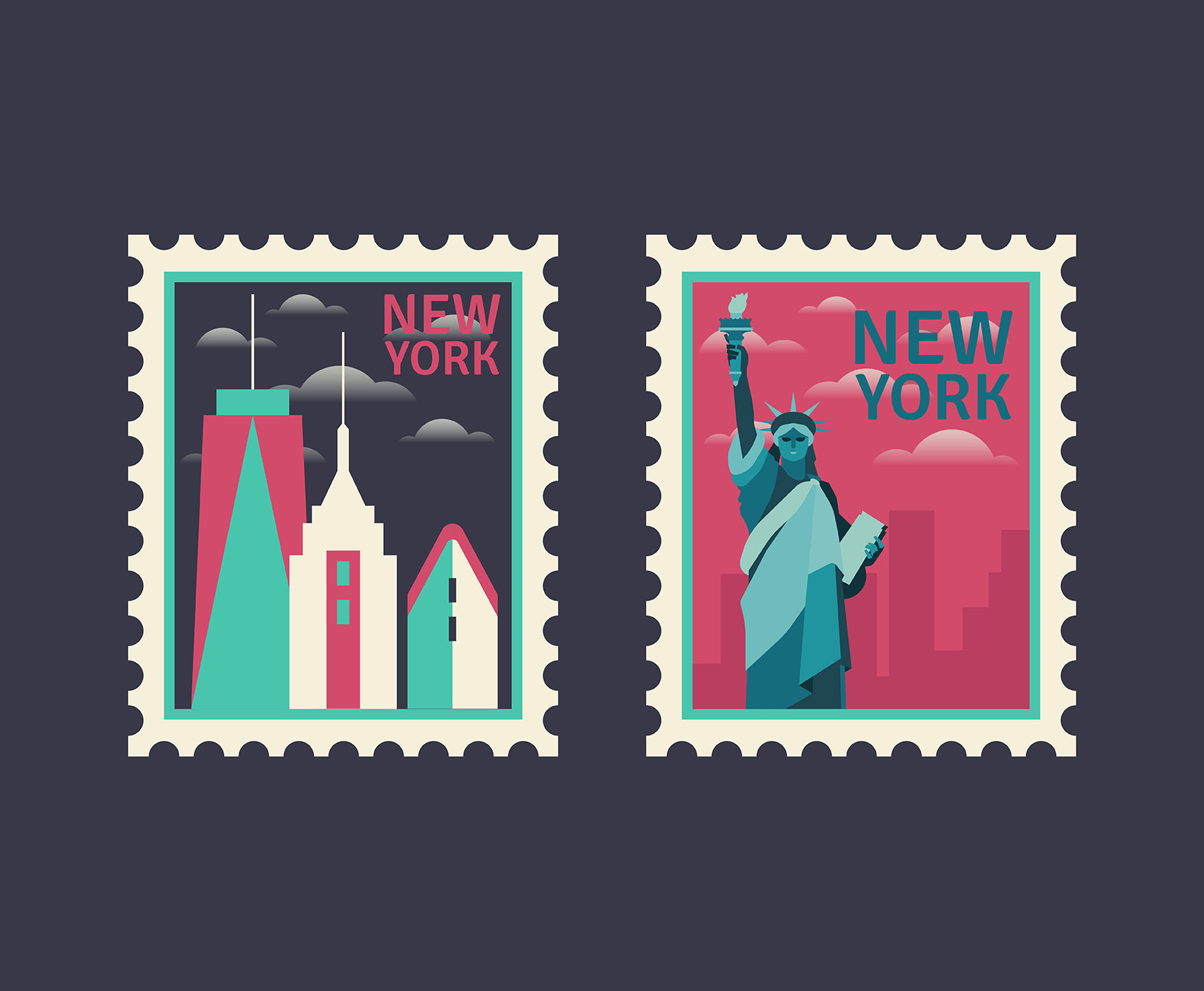 New York Postage Stamps 276045 Vector Art at Vecteezy