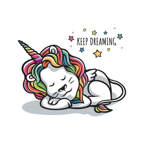 Lion Sleep Dreaming Wannabe Unicorn vector