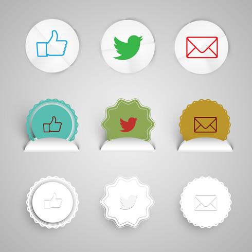 Share buttons made of paper, vector