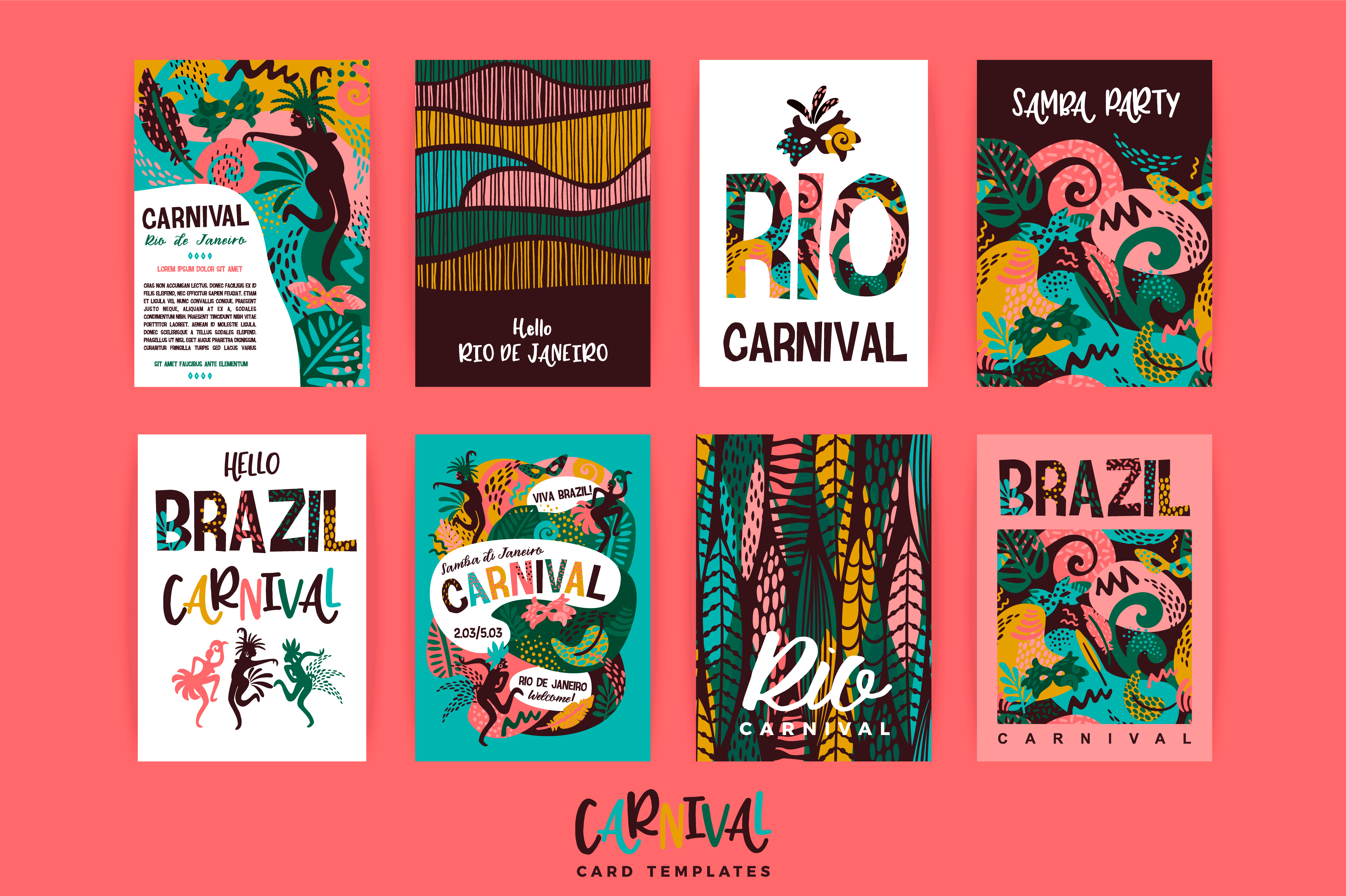 Brazil carnival. Vector templates with trendy abstract elements