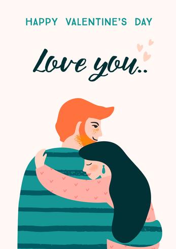 Romantic illustration with people. Vector design concept for Valentines Day and other users.