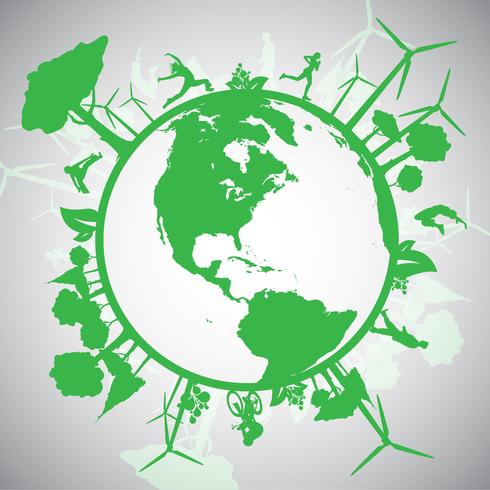 Mundo ecologico verde vector