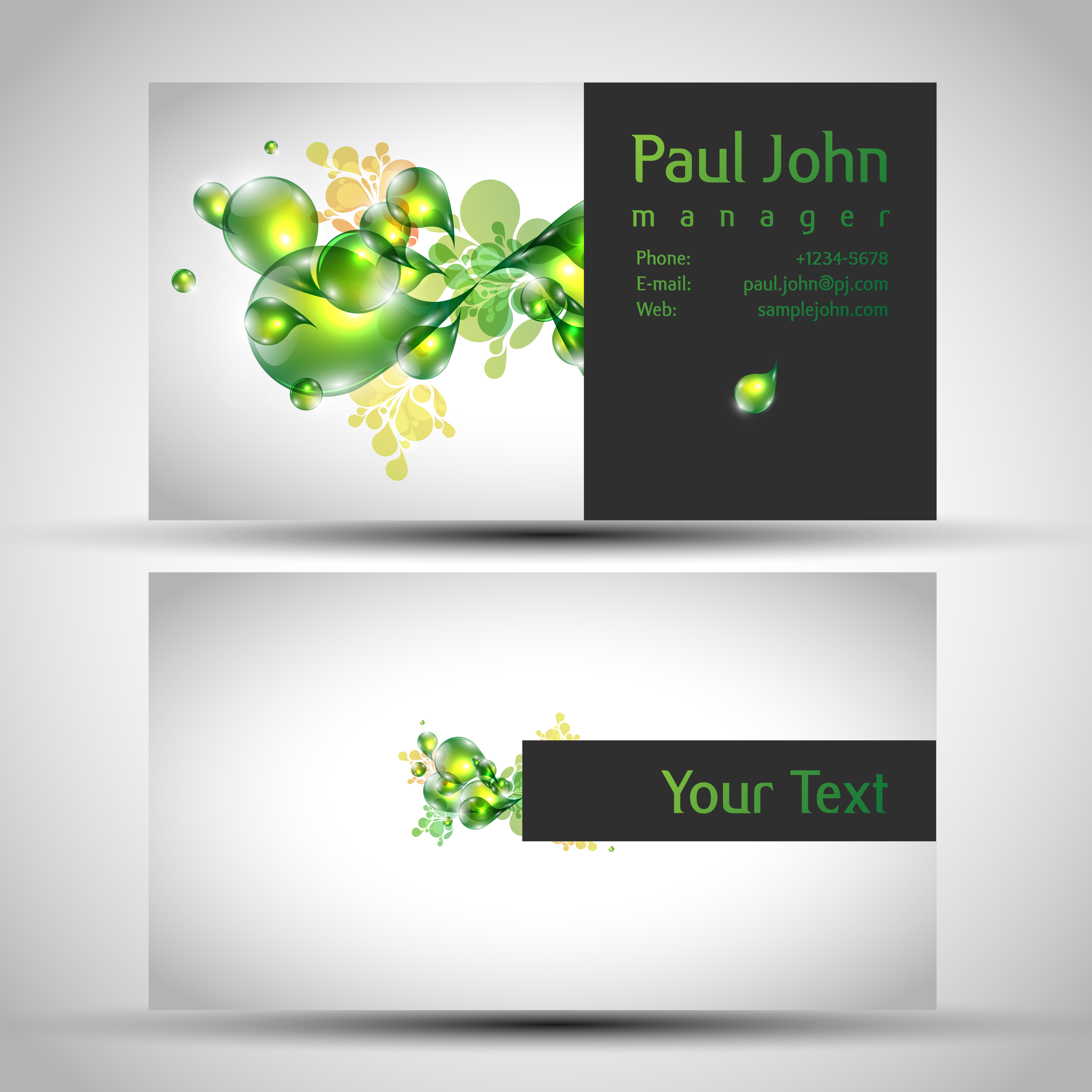 Business Card Front And Back : Corporate business card template, front and back design ... : Black/white polka dot red ribbon front/back business card.