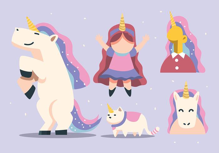 Wannabe Unicorn Clipart Set vector