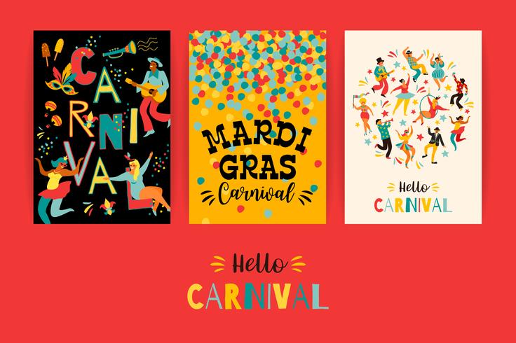 Hola carnaval Plantillas vectoriales para el concepto de Mardi Gras y otros usuarios. vector