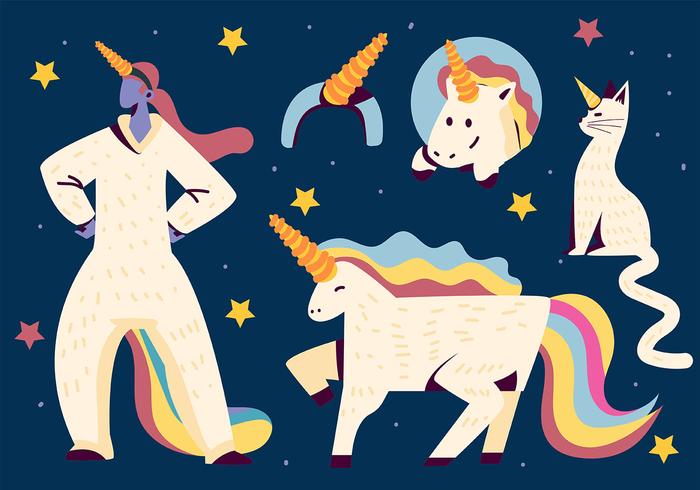 Wannabe Unicorn Clipart Set vector