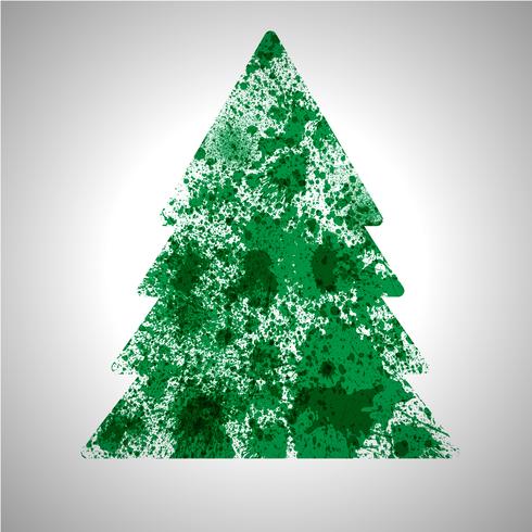 Christmas vector tree made by spilled paint splashes