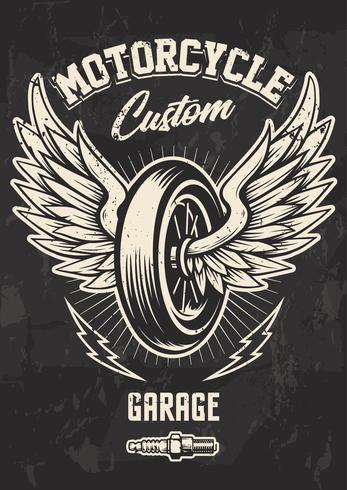 Diseño de motorista vintage con rueda alada vector