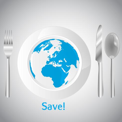 World on the clean white plate concept vector